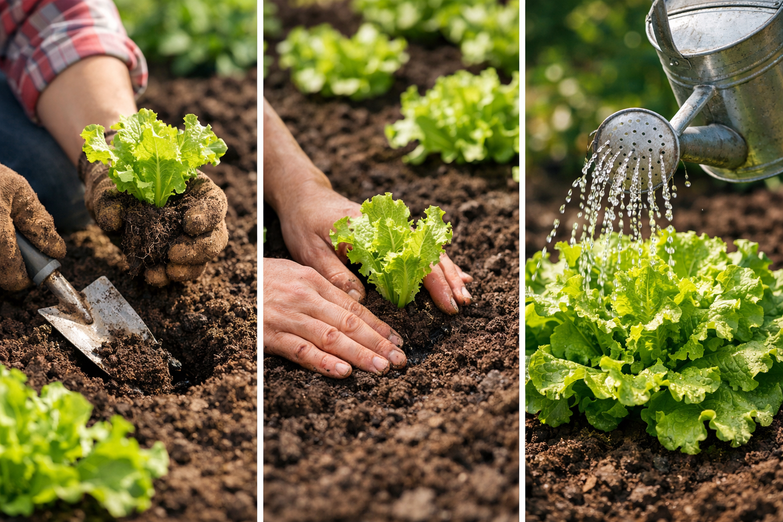 planting, watering, growing and harvest lettuce pots garden